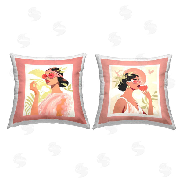stupell industries Jennifer Brinley | Glam Summer Fashion Girls Printed Throw Pillow Set