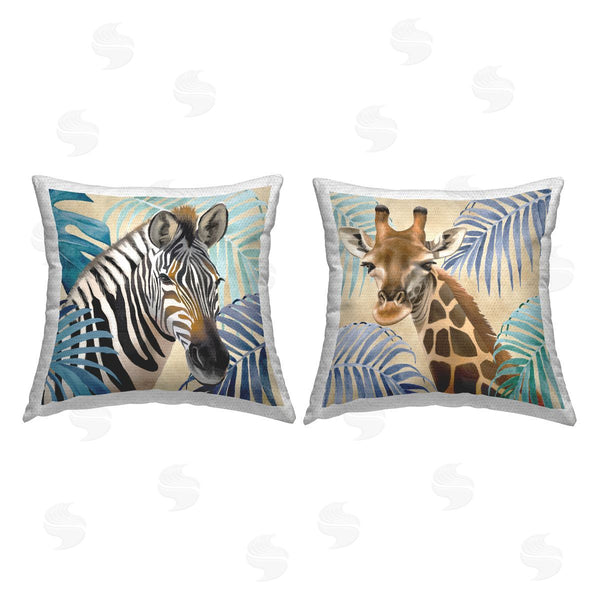 Stupell Industries Jennifer Brinley | Jungle Animals With Leaves Printed Throw Pillow Set