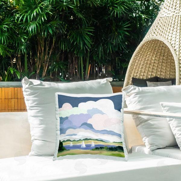Stupell Industries Jennifer Brinley | Lake Sailboats With Clouds Printed Throw Pillow