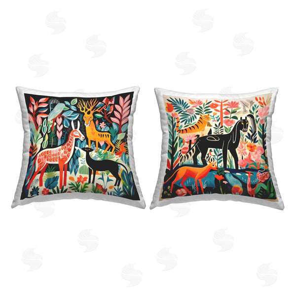 stupell industries Jennifer Brinley | Mythical Creatures in Nature Printed Throw Pillow Set