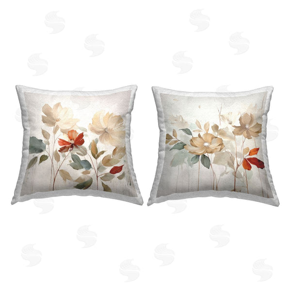 Stupell Industries Jennifer Brinley | Neutral Blooming Flowers Printed Throw Pillow Set