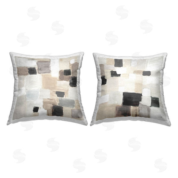 Stupell Industries Jennifer Brinley | Neutral Squares Abstraction Printed Throw Pillow Set