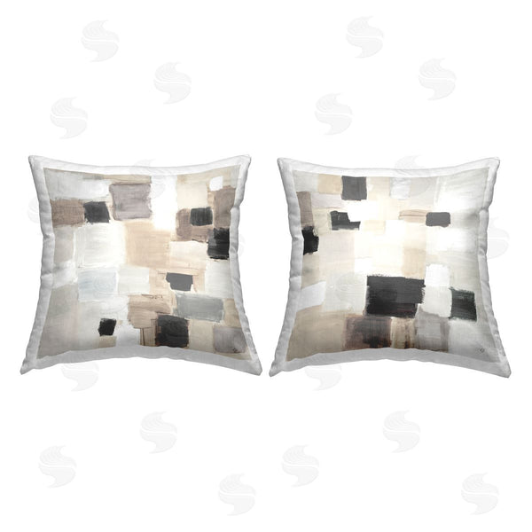 stupell industries Jennifer Brinley | Neutral Squares Abstraction Printed Throw Pillow Set