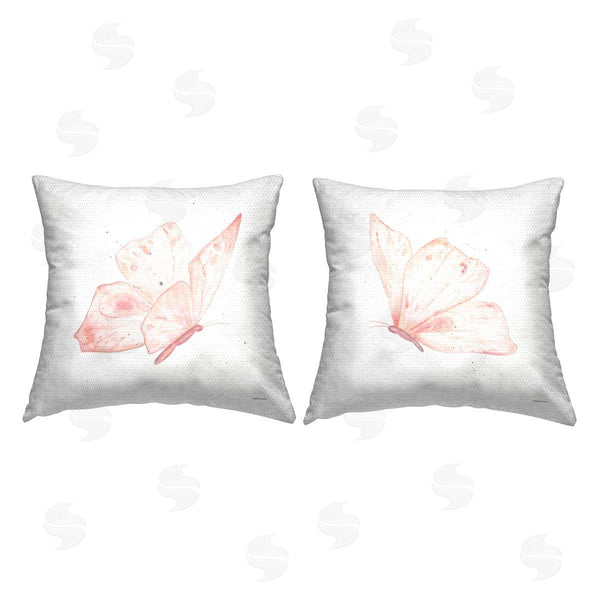 Stupell Industries Jennifer Brinley | Pastel Pink Butterflies Printed Throw Pillow Set