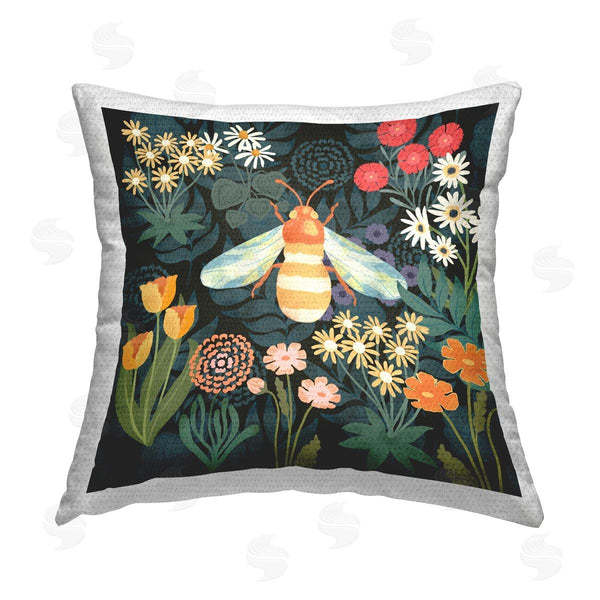 Stupell Industries Jennifer Brinley | Patterned Bee In Garden Printed Throw Pillow