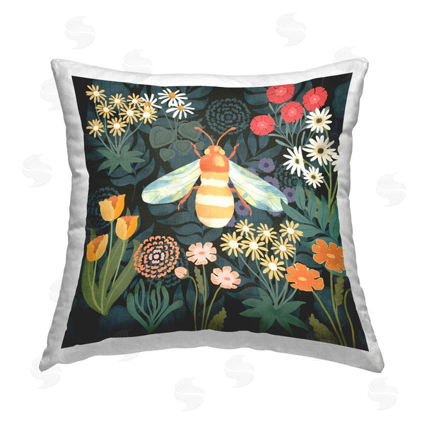 stupell industries Jennifer Brinley | Patterned Bee in Garden Printed Throw Pillow