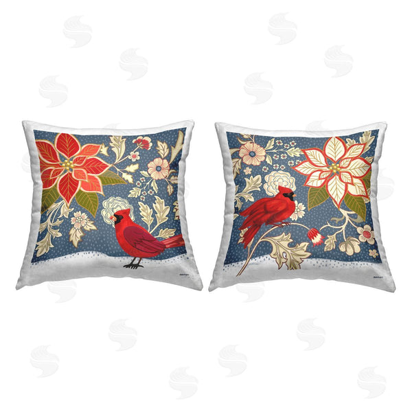 stupell industries Jennifer Brinley | Patterned Cardinals & Florals Printed Throw Pillow Set