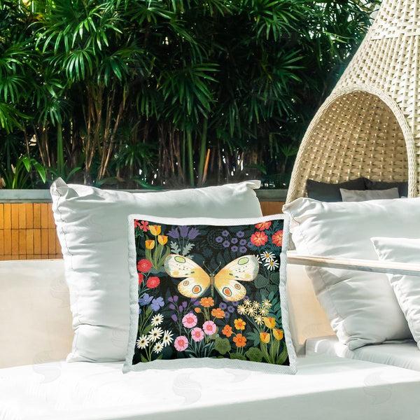 Stupell Industries Jennifer Brinley | Patterned Moth In Garden Printed Throw Pillow