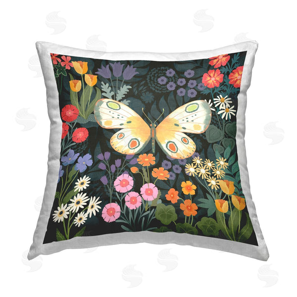 stupell industries Jennifer Brinley | Patterned Moth in Garden Printed Throw Pillow