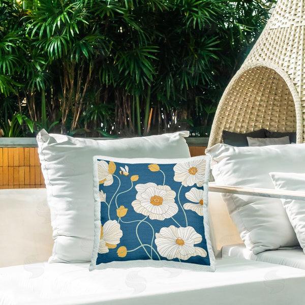 Stupell Industries Jennifer Brinley | Poppy Flowers On Blue Printed Throw Pillow