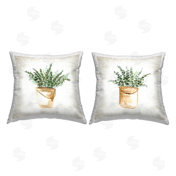 Stupell Industries Jennifer Brinley | Rustic Potted Herbs Printed Throw Pillow Set