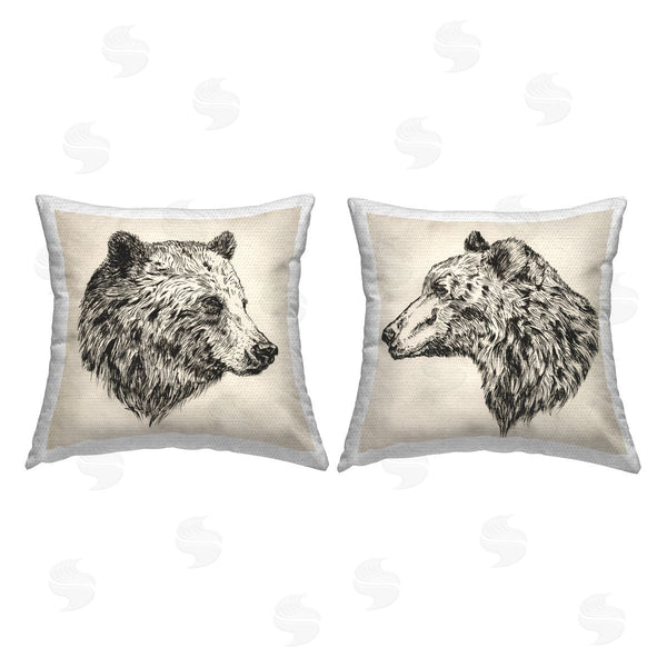 Stupell Industries Jennifer Brinley | Rustic Woodland Bear Portraits Printed Throw Pillow Set