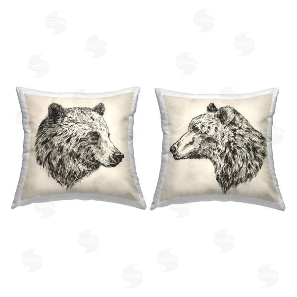 stupell industries Jennifer Brinley | Rustic Woodland Bear Portraits Printed Throw Pillow Set