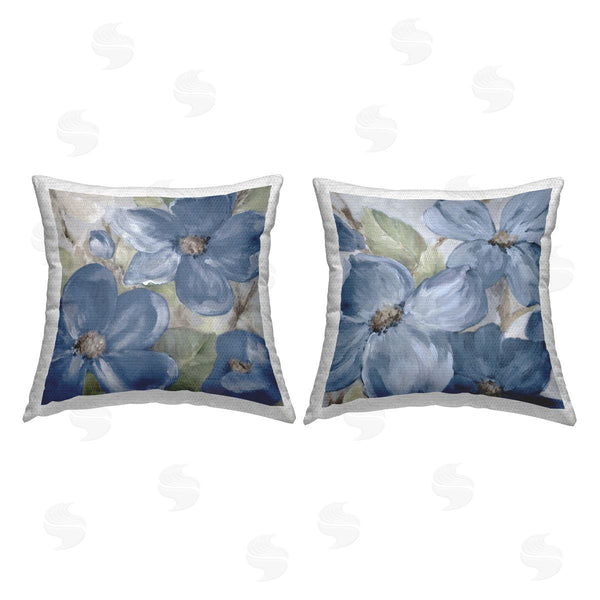 Stupell Industries Jennifer Brinley | Traditional Blue Flowers Printed Throw Pillow Set