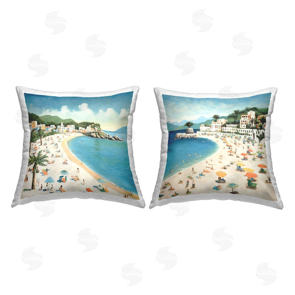 stupell industries Jennifer Brinley | Tropical Beach Water Inlet Printed Throw Pillow Set