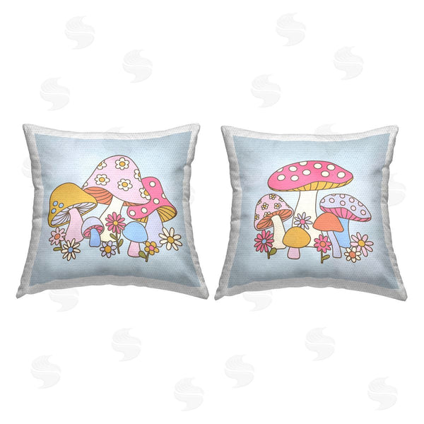 Stupell Industries Jennifer Brinley | Varied Groovy Mushrooms Printed Throw Pillow Set