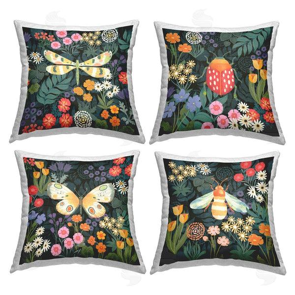 Stupell Industries Jennifer Brinley | Various Insects With Flowers Printed Throw Pillow Set