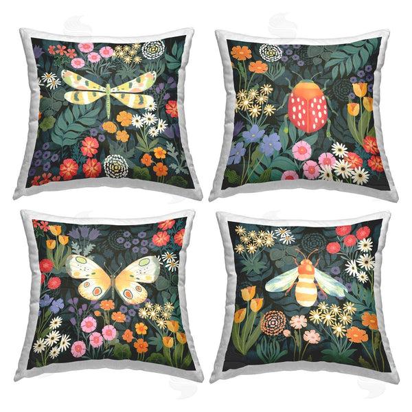 stupell industries Jennifer Brinley | Various Insects with Flowers Printed Throw Pillow Set