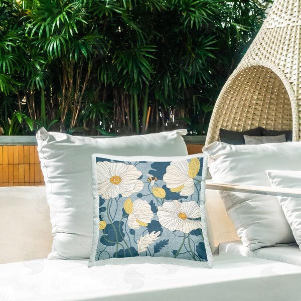 Stupell Industries Jennifer Brinley | White Poppies With Bee Printed Throw Pillow