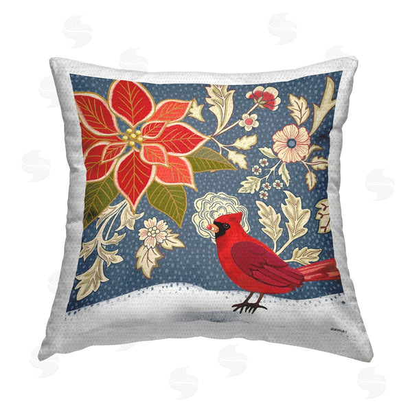 Stupell Industries Jennifer Brinley | Winter Cardinal & Flowers Printed Throw Pillow