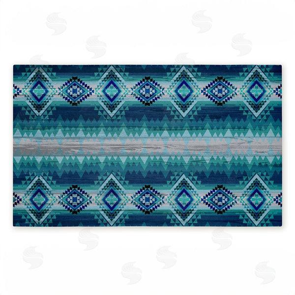 stupell industries Jennifer Ellory | Blue Boho Geometric Non-Woven Door Mat