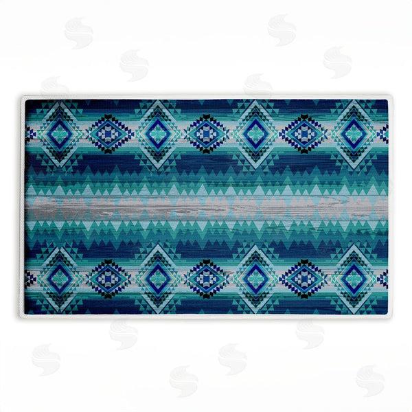 stupell industries Jennifer Ellory | Blue Boho Geometric Plush Bath Mat