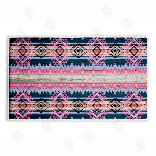 stupell industries Jennifer Ellory | Boho Geometric Pink & Blue Plush Bath Mat