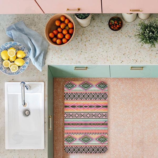 Stupell Industries Jennifer Ellory | Boho Geometric Stripes Anti-Fatigue Mat