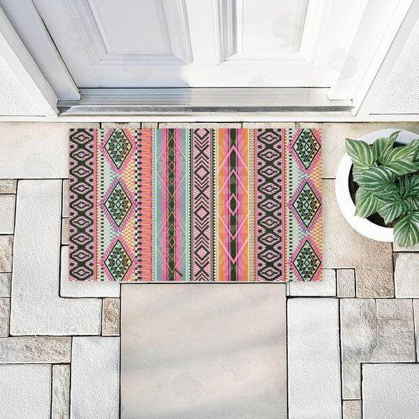 Stupell Industries Jennifer Ellory | Boho Geometric Stripes Non-Woven Door Mat