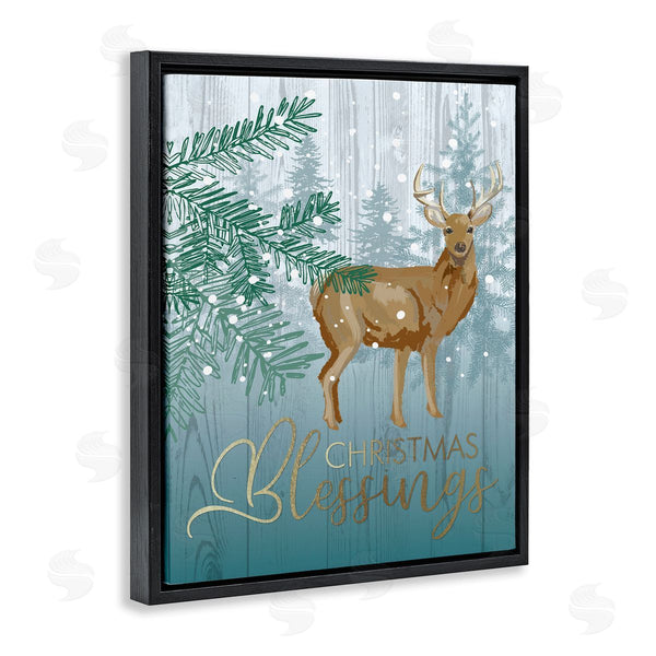 Stupell Industries Jennifer Ellory | Christmas Blessings Deer & Fir Motif Glam Detail Wall Art