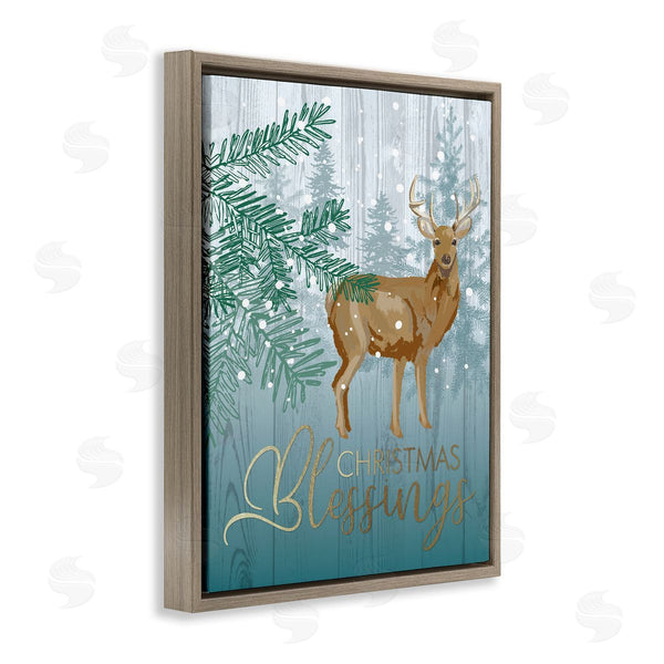 Stupell Industries Jennifer Ellory | Christmas Blessings Deer & Fir Motif Glam Detail Wall Art