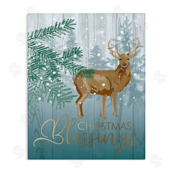 stupell industries Jennifer Ellory | Christmas Blessings Deer & Fir Motif Glam Detail Wall Art