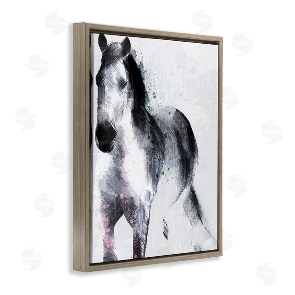 Stupell Industries Jennifer Ellory | Distressed Patch Line Wild Horse Portrait Black Pink Wall Art