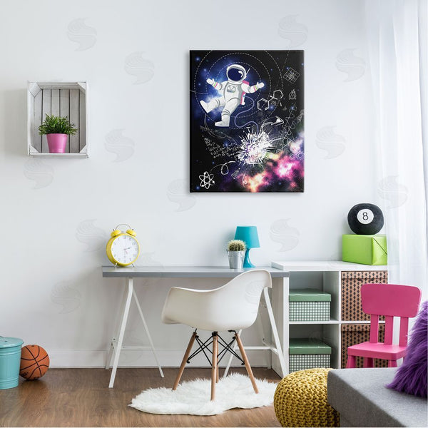Stupell Industries Jennifer Ellory | Galactic Astronaut Vivid Nebula Scientific Patterns Wall Art
