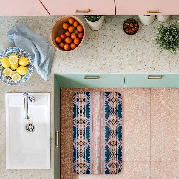 Stupell Industries Jennifer Ellory | Geometric Boho Vibe Stripes Anti-Fatigue Mat