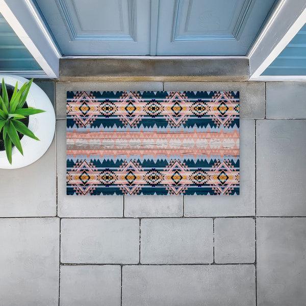 Stupell Industries Jennifer Ellory | Geometric Boho Vibe Stripes Non-Woven Door Mat