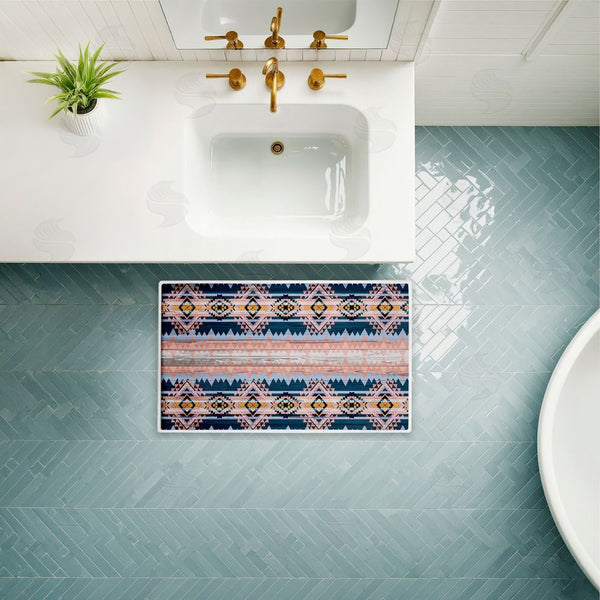 Stupell Industries Jennifer Ellory | Geometric Boho Vibe Stripes Plush Bath Mat