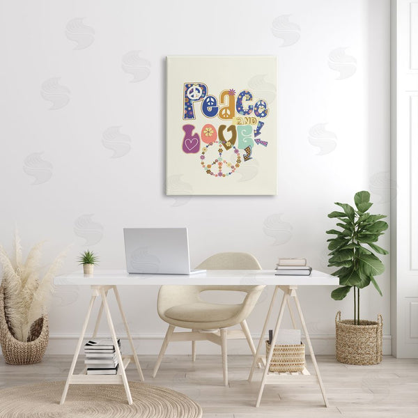 Stupell Industries Jennifer Ellory | Groovy Peace And Love Sentiments Floral Peace Sign Wall Art