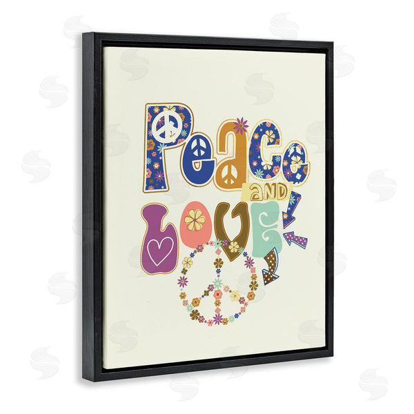 Stupell Industries Jennifer Ellory | Groovy Peace And Love Sentiments Floral Peace Sign Wall Art