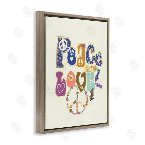 Stupell Industries Jennifer Ellory | Groovy Peace And Love Sentiments Floral Peace Sign Wall Art