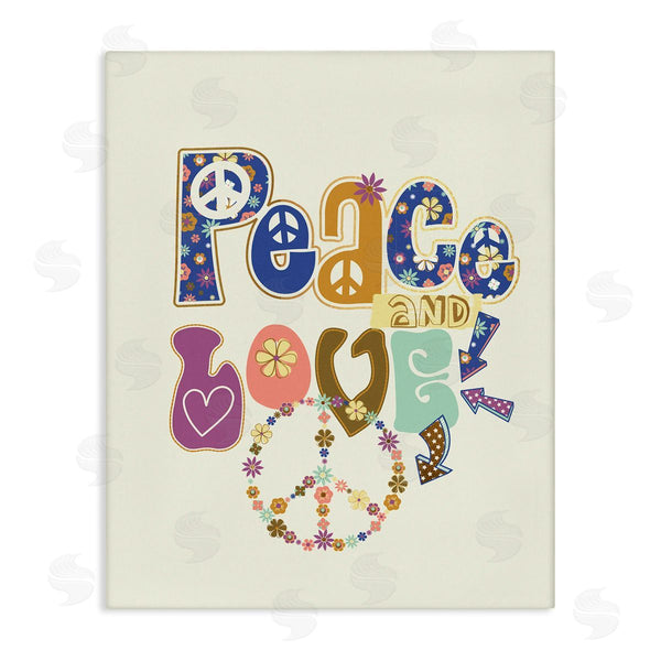 stupell industries Jennifer Ellory | Groovy Peace and Love Sentiments Floral Peace Sign Wall Art