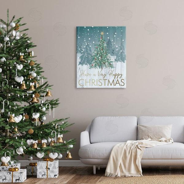 Stupell Industries Jennifer Ellory | Happy Christmas Glam Detail Text Rustic Fir Tree Wall Art