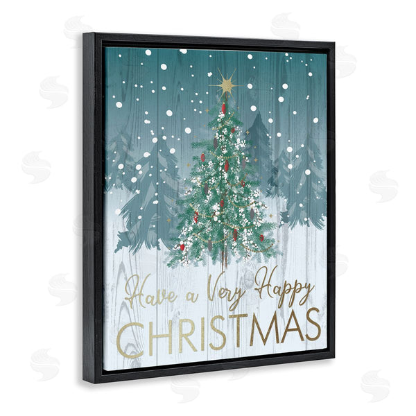 Stupell Industries Jennifer Ellory | Happy Christmas Glam Detail Text Rustic Fir Tree Wall Art