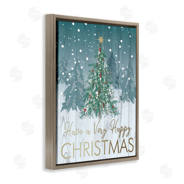 Stupell Industries Jennifer Ellory | Happy Christmas Glam Detail Text Rustic Fir Tree Wall Art