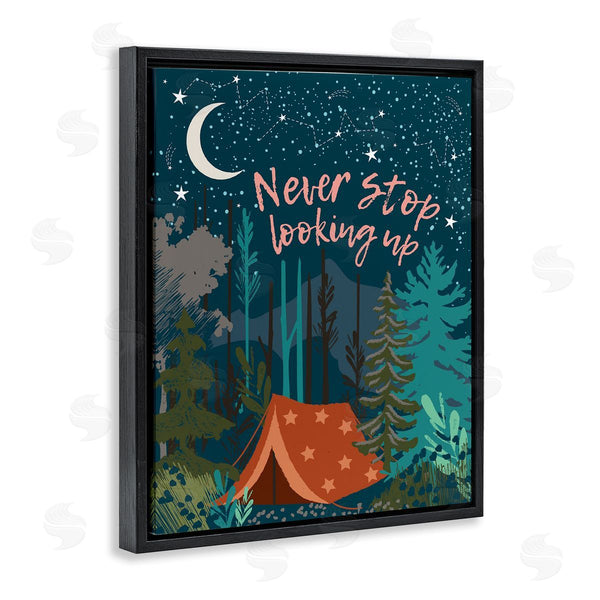 Stupell Industries Jennifer Ellory | Never Stop Looking Up Phrase Night Sky Camping Wall Art