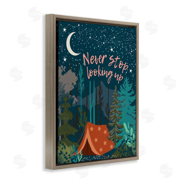 Stupell Industries Jennifer Ellory | Never Stop Looking Up Phrase Night Sky Camping Wall Art