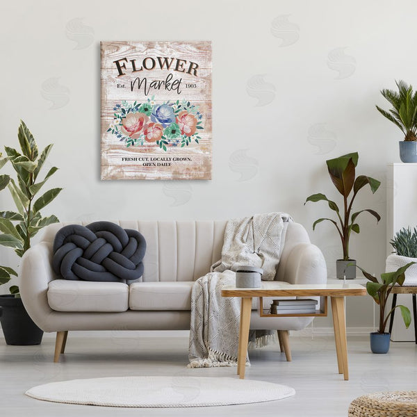 Stupell Industries Jennifer Ellory | Rustic Country Flower Market Est. 1903 Illustration Wall Art