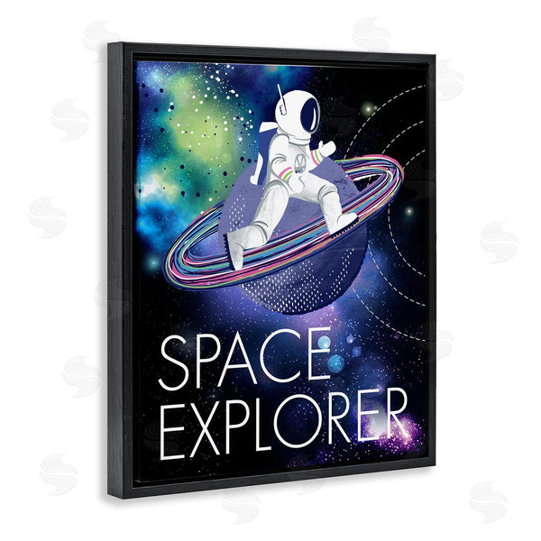 Stupell Industries Jennifer Ellory | Space Explorer Starry Universe Astronaut On Galaxy Planet Wall Art