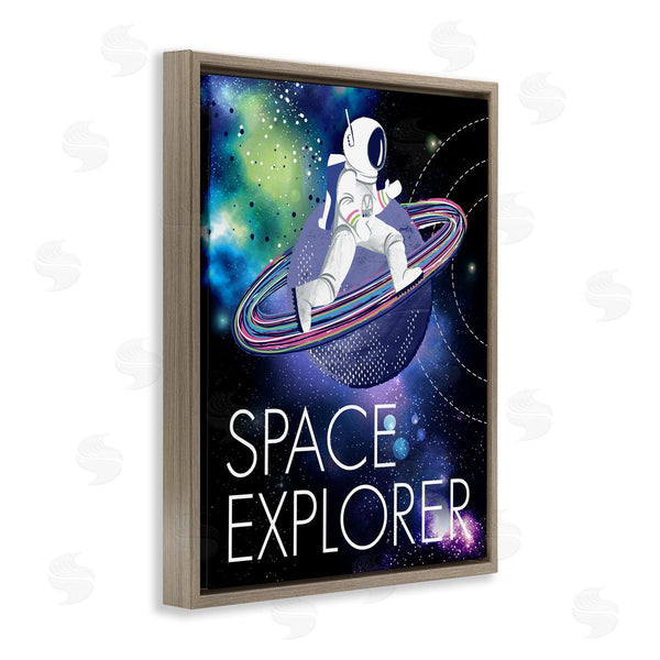 Stupell Industries Jennifer Ellory | Space Explorer Starry Universe Astronaut On Galaxy Planet Wall Art