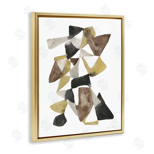 Stupell Industries Jennifer Goldberger | Abstract Black Gold Brown Shape
